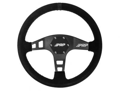 PRP - PRP 13" Shallow Dish Suede Wrap Steering Wheel Black/Black G220