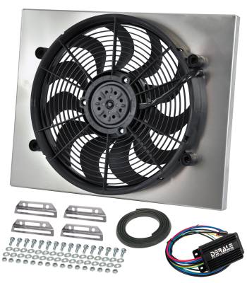 Derale - Derale 66821 Single 17" Electric RAD Fan/Alum Shroud Kit w/PWM Controller