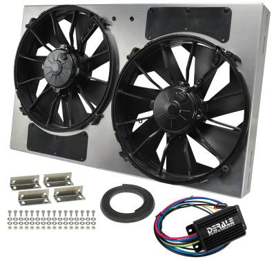 Derale - Derale 66836 Powerpack Dual 12" RAD Fan/Alum Shroud Kit w/PWM Controller