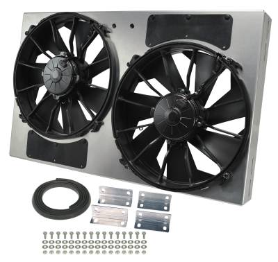 Derale - Derale 16836 Powerpack High Output Dual 12" Electric RAD Fan/Aluminum Shroud Kit