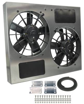 Derale - Derale 16835 Powerpack High Output Dual 11" Electric RAD Fan/Aluminum Shroud Kit