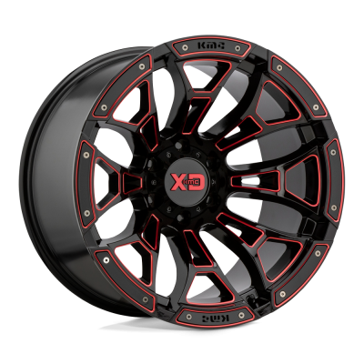 XD - XD Wheels XD841 BONEYARD 20x10 8x6.5 -18mm Gloss Black/Red XD84121080918N