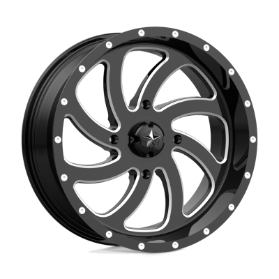 MSA Offroad Wheels - MSA Wheels M36 SWITCH 22x7 4x137 0mm Gloss Black/Milled M36-022737M