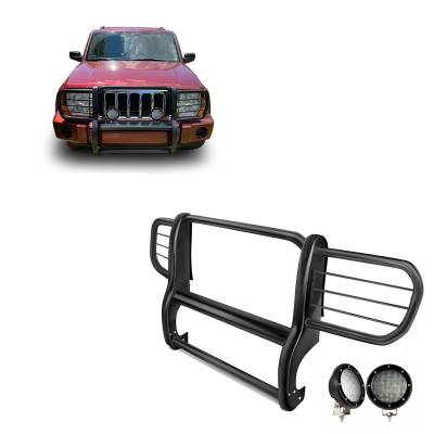 Black Horse Off Road - Black Horse 17A081000MA-PLFB Black Grille Guard w/LED for 06-10 Jeep Commander
