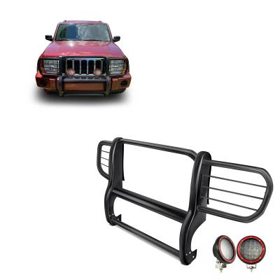 Black Horse Off Road - Black Horse 17A081000MA-PLFR Black Grille Guard w/LED for 06-10 Jeep Commander