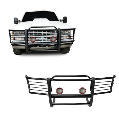 Black Horse Off Road - Black Horse 17GJ23MA-PLFR Black Grille Guard w/LED for Silverado/Sierra 1500