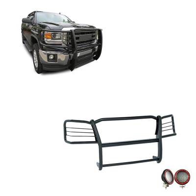 Black Horse Off Road - Black Horse 17GS12MA-PLFR Black Grille Guard w/LED for Sierra 1500 Limited