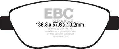 EBC Brakes - EBC Brakes DP32212C Redstuff Ceramic Low Dust Brake Pads for 14-18 500