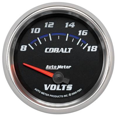 AutoMeter - AutoMeter 7991 Cobalt Volt Meter Gauge 2-5/8" 18v Short Sweep