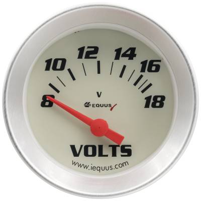 Equus - Equus E8268 Gauge Volt Meter 2" 8-18V 90 Sweep Elec White 8000