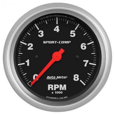 AutoMeter - AutoMeter 3991 Sport-Comp In-Dash Tachometer Gauge 3-3/8" 8000RPM