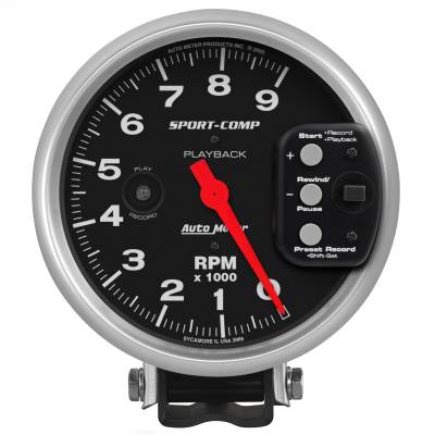 AutoMeter - AutoMeter 3966 Sport-Comp Tachometer Gauge 5" 9000RPM w/Playback