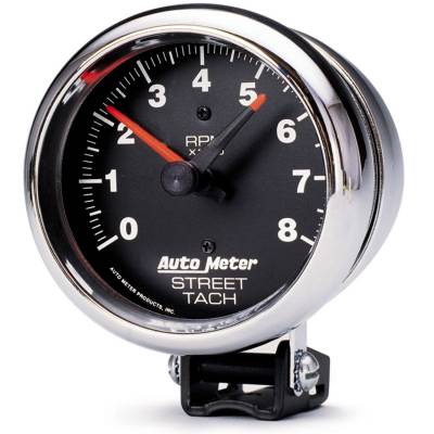 AutoMeter - AutoMeter 2895 Traditional Chrome Tachometer Gauge 3.75" 8000RPM