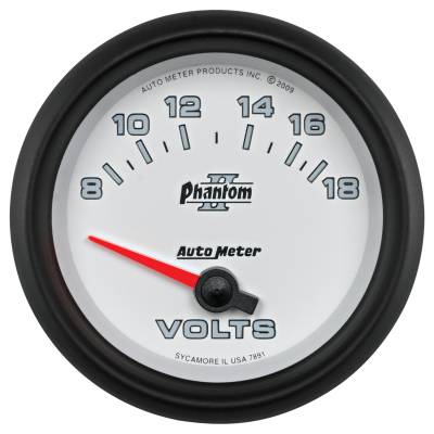 AutoMeter - AutoMeter 7891 Phantom II Volt Meter Gauge 2-5/8" Short Sweep