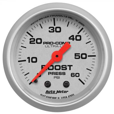 AutoMeter - AutoMeter 4305 Ultra-Lite Boost Pressure Gauge 2-1/16" Full Sweep