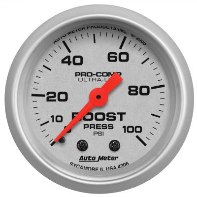 AutoMeter - AutoMeter 4306 Ultra-Lite Boost Pressure Gauge 2-1/16" Full Sweep 1000psi