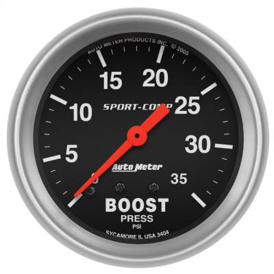 AutoMeter - AutoMeter 3404 Sport-Comp Boost Pressure Gauge 2-5/8" Full Sweep