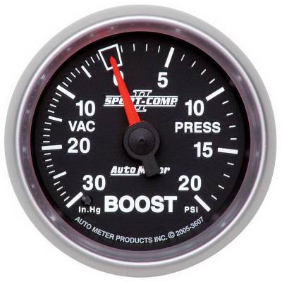 AutoMeter - AutoMeter 3607 Sport-Comp II Vacuum/Boost Gauge 2-1/16" Full Sweep