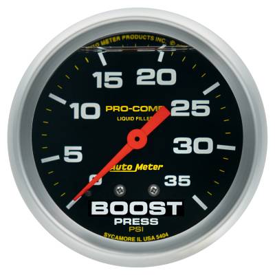 AutoMeter - AutoMeter 5404 Pro-Comp Boost Pressure Gauge 2-5/8" Full Sweep Liquid Filled