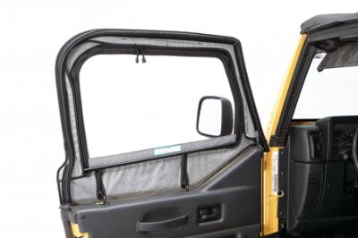 Bestop - Bestop 53121-15 Front Fabric Upper Door Skins Black Denim for 97-06 Wrangler TJ