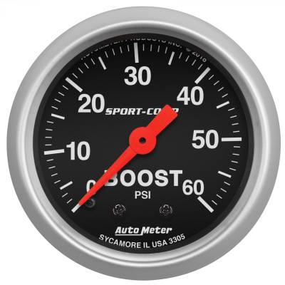 AutoMeter - AutoMeter 3305 Sport-Comp Mechanical Boost Gauge 2-1/16" 60PSI