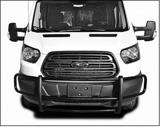 TrailFX - TrailFX E0027B Grille Guard 1-Piece Gloss Black Steel 1.5" Dia w/Brush Guard