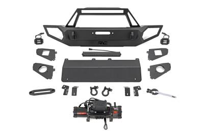 Rough Country Suspension Systems - Rough Country HD Front Winch Bumper w/Winch-Black for Jeep JK/JL/JT 10660