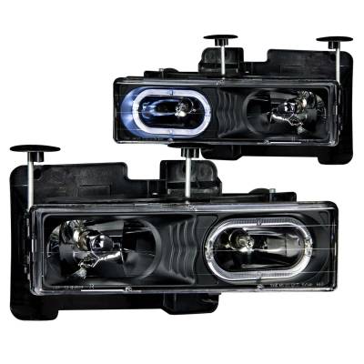 Anzo USA - Anzo USA Black Crystal Headlight Set w/LED Halo GM C/K Trucks/SUVs 111007