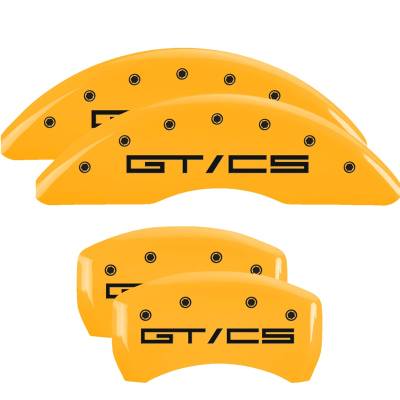 MGP Caliper Covers - MGP Caliper Covers 10201SGTCYL Front/Rear 4pc Yellow w/Black Mustang GT/CS