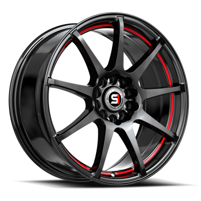 Spec-1 - Spec-1 SP-671883638GBRL SP-67 18x8 5x112/4.5 38mm Gloss Black w/Red Line