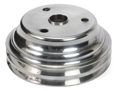 Trans-Dapt Performance - Trans-Dapt 6057 CRANKSHAFT Pulley 2Groove 69-85 Chevy 283-350 LONG w/P Pol. ALUM