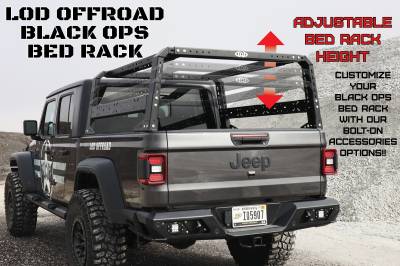 LoD Offroad - LoD Offroad JRR2021 Black Ops Bed Rack for 20-26 Jeep Gladiator JT