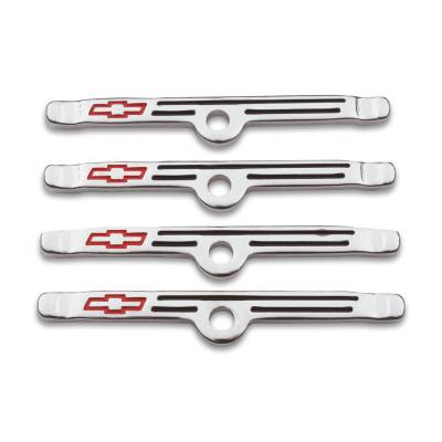 Proform - Proform 141-903 Valve Cover Hold-Down Clamp Bow Tie Emblem Chrome w/Red Logo