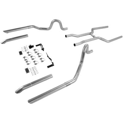 Flowmaster - Flowmaster 17107 Header-back Exhaust System 2.5" Dual Rear Exit No Mufflers