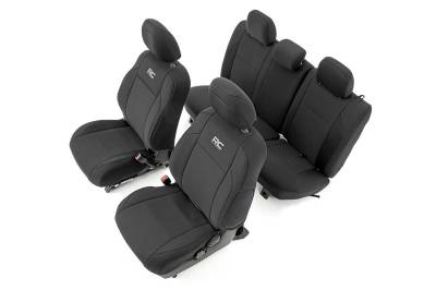 Rough Country Suspension Systems - Rough Country Front/Rear Seat Covers Black for 16-23 Toyota Tacoma Double 91031