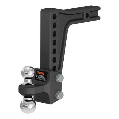 CURT - Deep-Drop Adjustable Trailer Hitch Ball Mount w/Dual Ball 2" Shank 15K