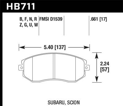 Hawk Performance - Hawk Performance HPS High Performance Street Brake Pads HB711F.661
