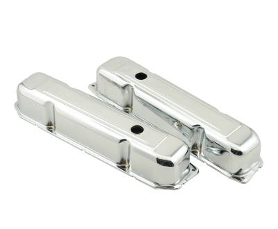 Mr Gasket - Mr Gasket 9807 Valve Cover Chrome Plated OEM Height Baffled Pair