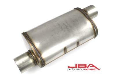 JBA Racing Headers - JBA Headers 40-301400 3" Offset/Offset Chambered 304 Stainless Steel Muffler