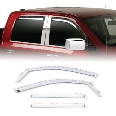 Putco - Putco 480070 Chrome Window Deflectors for 19-25 Ram 1500 Quad Cab 4Pc