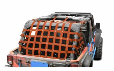 Steinjager - Steinjager Rear Teddy Top Cargo Net-Orange for Wrangler JK 4DR J0047024