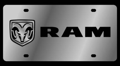 Eurosport Daytona - Eurosport Daytona 1404NA-1 Stainless License Plate Ram Ramhead Logo for Dodge