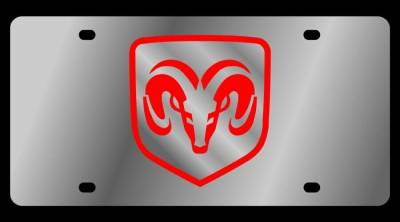 Eurosport Daytona - Eurosport Daytona 1402-4R Stainless License Plate Ramhead Logo for Dodge