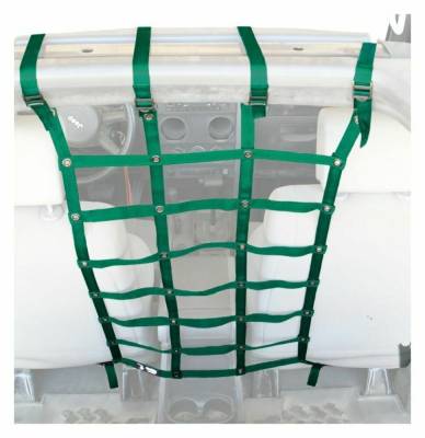 Steinjager - Steinjager Rear Dog Partition Cargo Net-Green for Wrangler JK 4DR J0045771