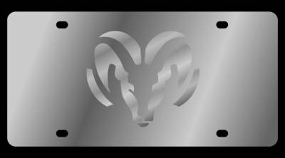 Eurosport Daytona - Eurosport Daytona 1401-3 Stainless License Plate Ramhead Logo for Dodge