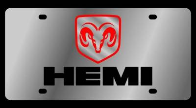 Eurosport Daytona - Eurosport Daytona 1407-1 Stainless License Plate Hemi Ramhead Logo for Dodge