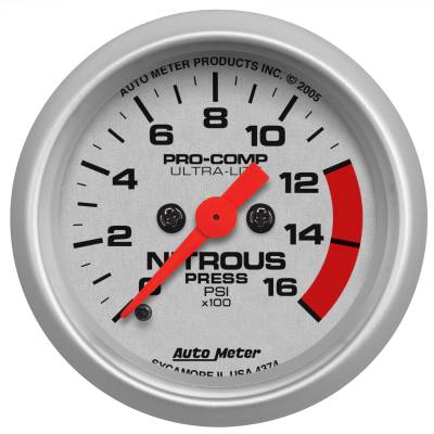 AutoMeter - AutoMeter 4374 Ultra-Lite Nitrous Pressure Gauge 2-1/16" Full Sweep