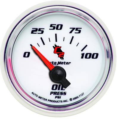 AutoMeter - AutoMeter 7127 C2 Electric Oil Pressure Gauge 0-100PSI 2-1/16"