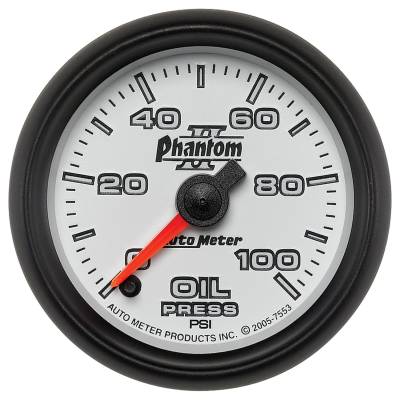 AutoMeter - AutoMeter 7553 Phantom II Oil Pressure Gauge 0-100 PSI 2-1/16" Stepper Motor