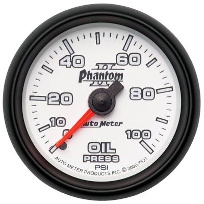 AutoMeter - AutoMeter 7521 Phantom II Mechanical Oil Pressure Gauge 0-100 PSI 2-1/16"